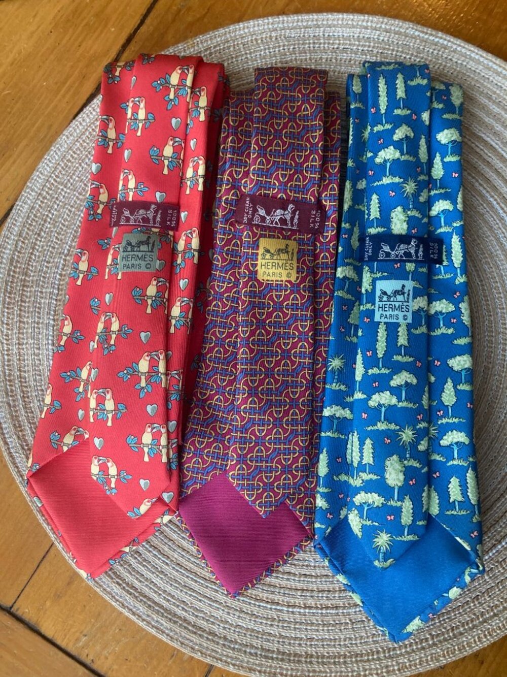 Hermes Men's Tie Set of 3 # 7481 IA, 7325 EA, 7429 HA